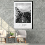 Algiers, Algeria Black And White Art Framed Canvas Prints Wall Art Home Decor, Floating Frame