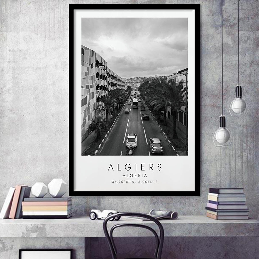 Algiers, Algeria Black And White Art Framed Art Prints Wall Art Decor, Framed Picture