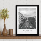 Algiers, Algeria Black And White Art Framed Canvas Prints Wall Art Home Decor, Floating Frame