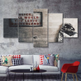 Alice Why Leave Wonderland 5 Piece Canvas Prints Wall Art - Painting Prints, Wall Decor,Multi Panel