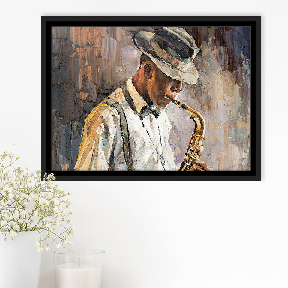 All That Jazz Abstract Framed Canvas Prints Wall Art Decor, Framed Picture, Floating Frame