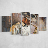 All That Jazz Abstract 5 Piece Canvas Prints Wall Art Decor, Multi Panels, Mixed Canvas