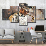 All That Jazz Abstract 5 Piece Canvas Prints Wall Art Decor, Multi Panels, Mixed Canvas