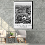 Allegiant Stadium Las Vegas Raiders Football Black And White Art Framed Canvas Prints Wall Art Home Decor, Floating Frame