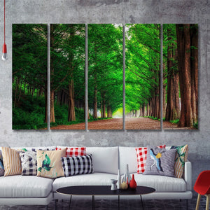 Alley W Green Tree 5 Pieces B Canvas Prints Wall Art - Painting Canvas, Multi Panels,5 Panel, Wall Decor
