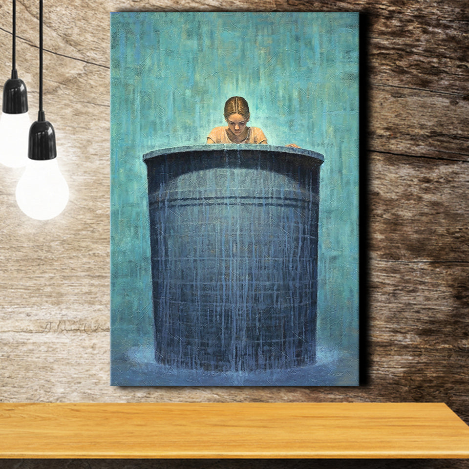 Alone In The Rain Painting Art Canvas Prints Wall Art, Home Living Room Decor, Large Canvas