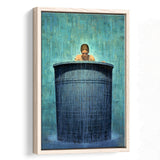 Alone In The Rain Painting Art Framed Canvas Prints Wall Art, Floating Frame, Large Canvas Home Decor