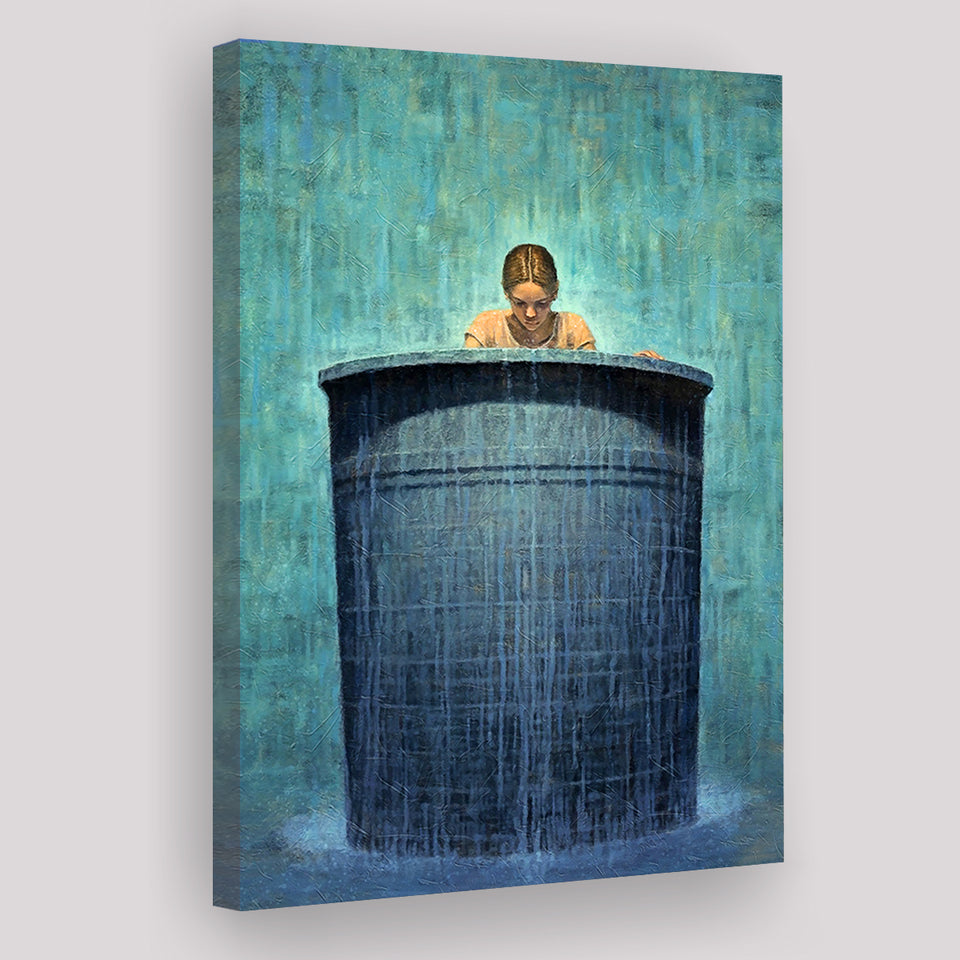 Alone In The Rain Painting Art Canvas Prints Wall Art, Home Living Room Decor, Large Canvas