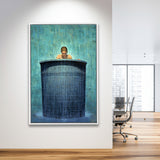 Alone In The Rain Painting Art Framed Canvas Prints Wall Art, Floating Frame, Large Canvas Home Decor