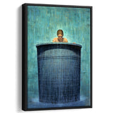 Alone In The Rain Painting Art Framed Canvas Prints Wall Art, Floating Frame, Large Canvas Home Decor