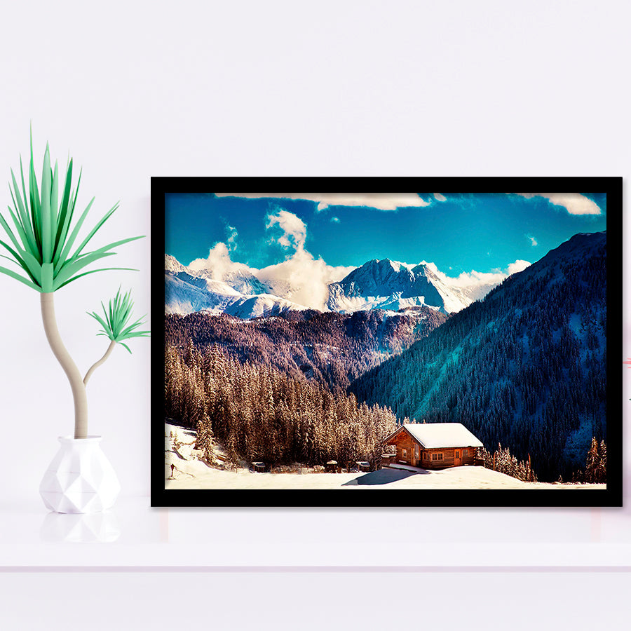 Alps Mountains House In Mountains Framed Art Prints Wall Art Decor, Framed Picture, Home Decor