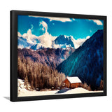 Alps Mountains House In Mountains Framed Art Prints Wall Art Decor, Framed Picture, Home Decor