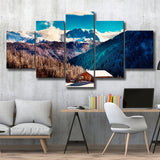 Alps Mountains House In Mountains 5 Piece Canvas Prints Wall Art Decor, Multi Panels, Mixed Canvas