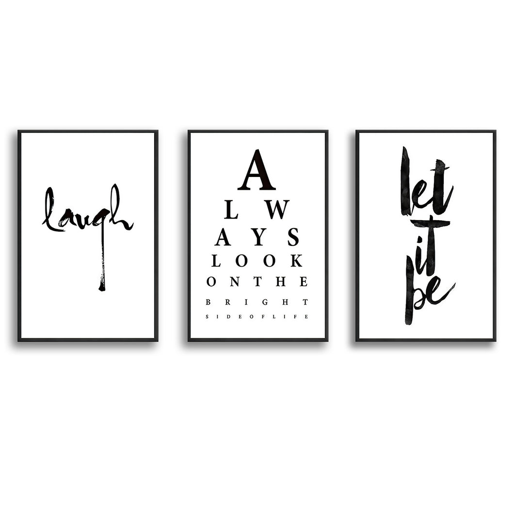 Always Look On The Bright Side Quotes Canvas Prints 3 Pieces Wall Art Decor - Painting Canvas, Multi Panel, Home Decor