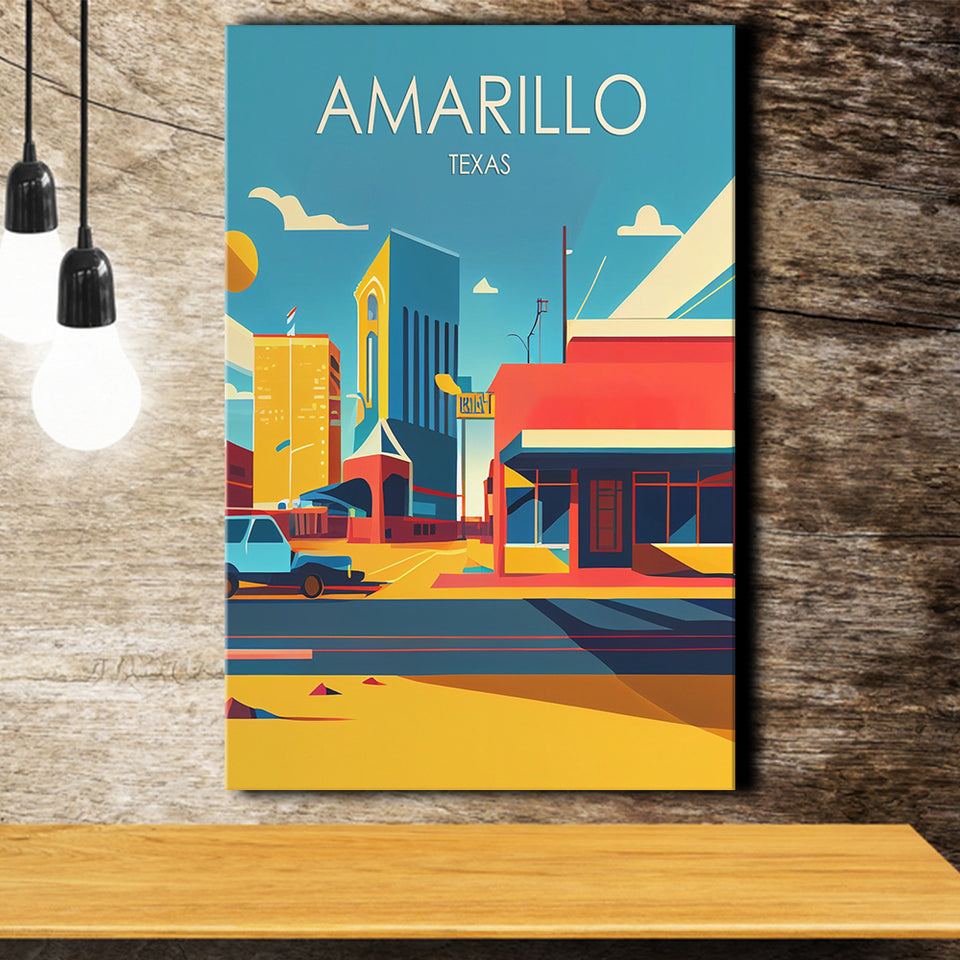 Amarillo Texas Retro Art Print ,City Art Print, Large Canvas, Canvas Print Wall Art Home Decor