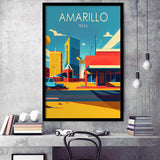 Amarillo Texas Retro Art Print, City Art Print, Framed Art Print Wall Art Home Decor, Framed Picture