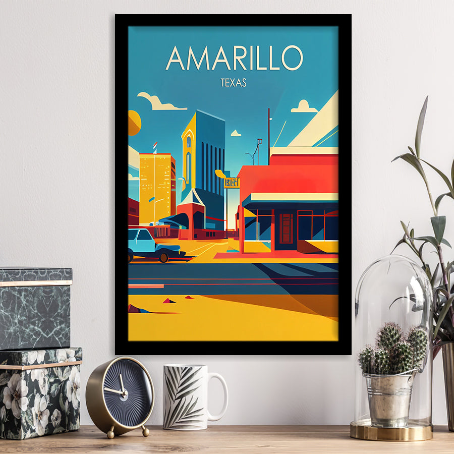 Amarillo Texas Retro Art Print, City Art Print, Framed Art Print Wall Art Home Decor, Framed Picture