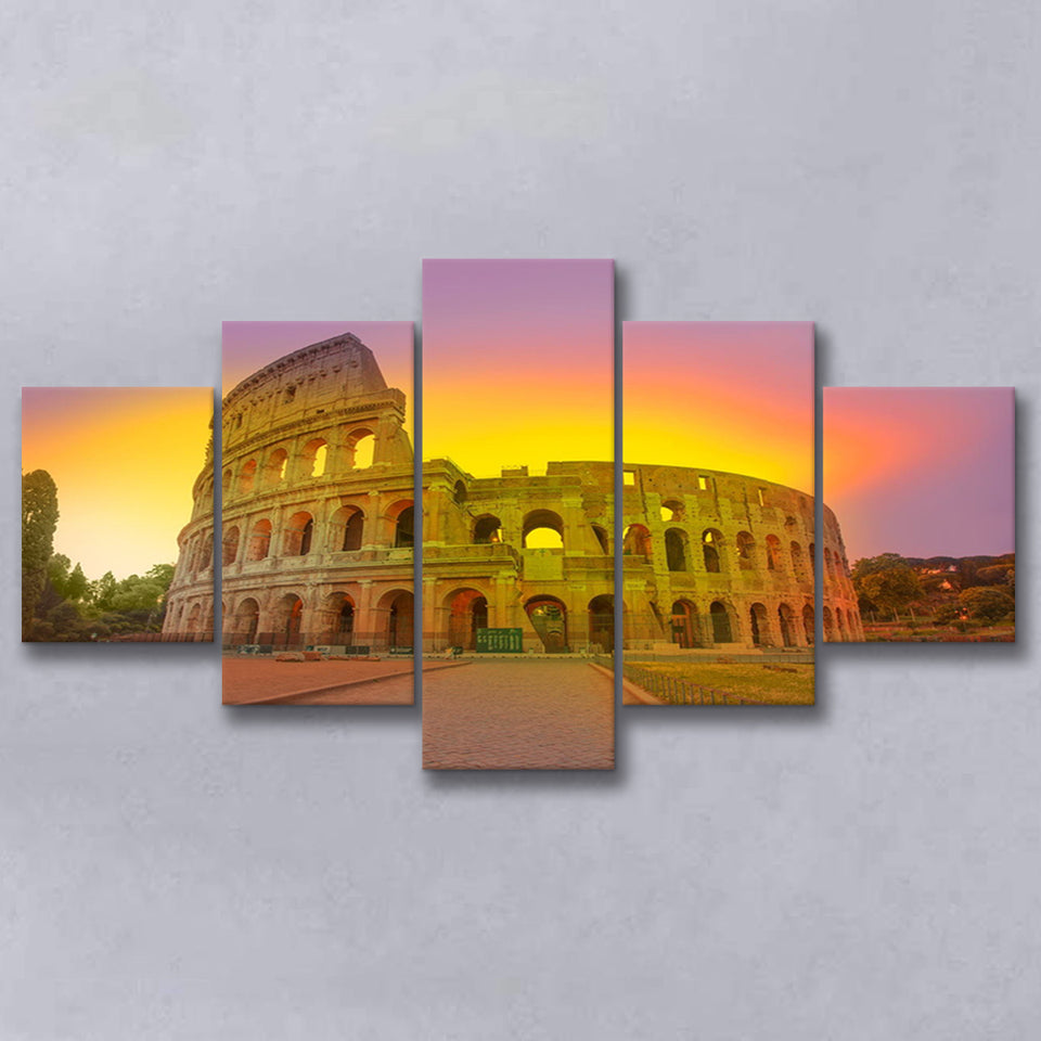Amazing Sunrise at Rome Colosseum, Stadium Canvas, Sport Art, Large Canvas, Multi Panels, Canvas Prints Wall Art Decor