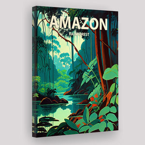 Amazon Rainforest Retro Art Print ,City Art Print, Large Canvas, Canvas Print Wall Art Home Decor