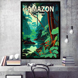 Amazon Rainforest Retro Art Print, City Art Print, Framed Art Print Wall Art Home Decor, Framed Picture