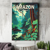 Amazon Rainforest Retro Art Print ,City Art Print, Large Canvas, Canvas Print Wall Art Home Decor