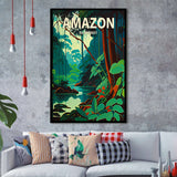 Amazon Rainforest Retro Art Print, City Art Print, Framed Art Print Wall Art Home Decor, Framed Picture