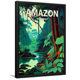 Amazon Rainforest Retro Art Print, City Art Print, Framed Art Print Wall Art Home Decor, Framed Picture