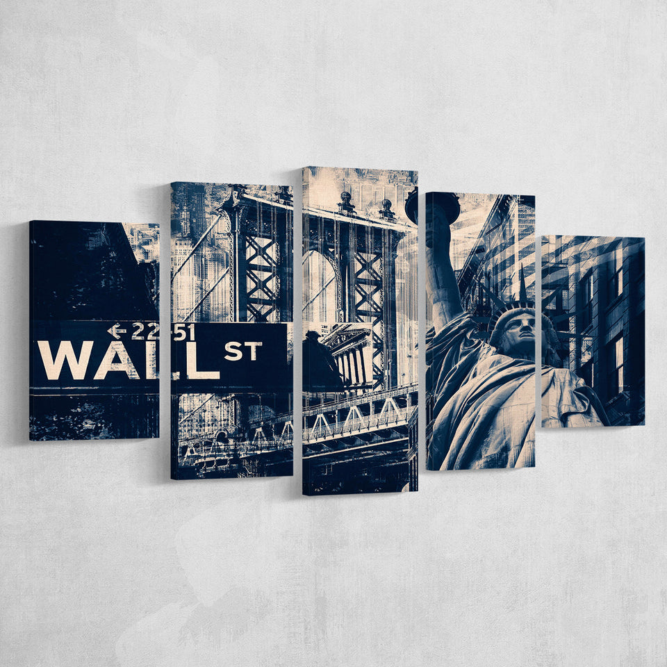 America Wall Art 5 Piece Canvas Prints Wall Art Decor, Multi Panels, Mixed Canvas