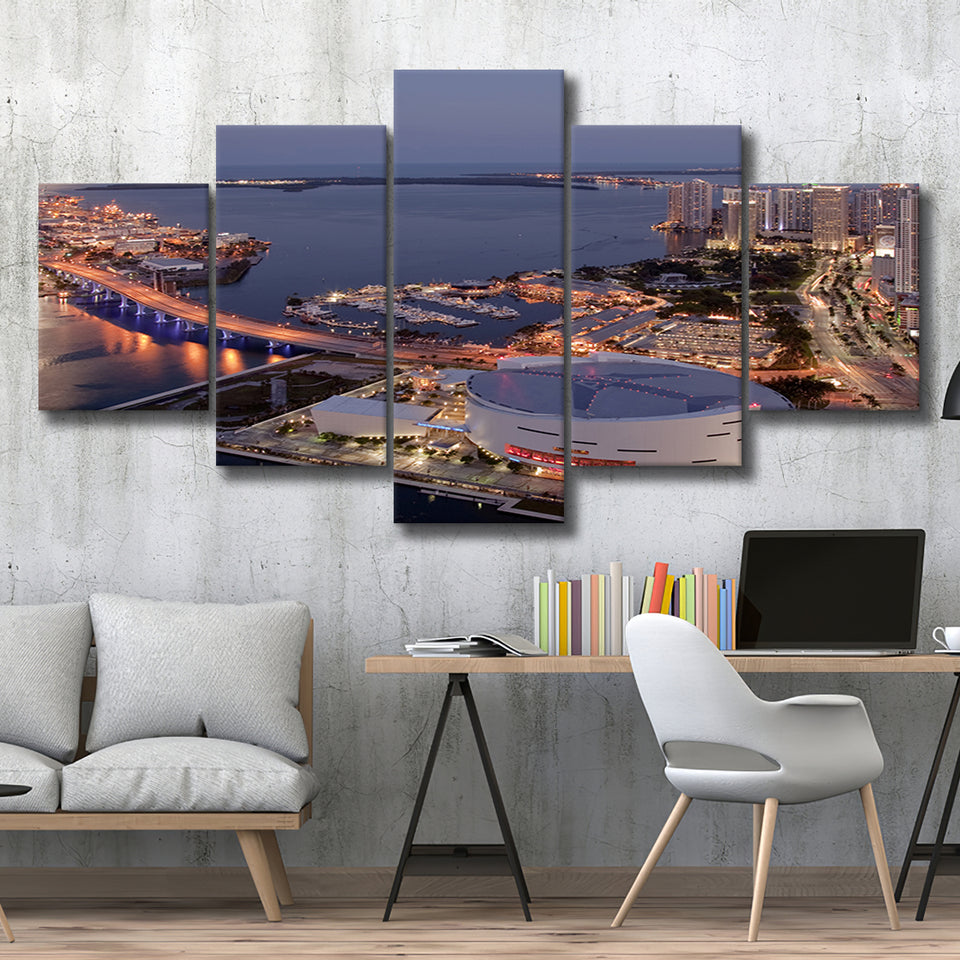 American Airlines Arena Night, Stadium Canvas, Sport Art, Large Canvas, Multi Panels, Canvas Prints Wall Art Decor