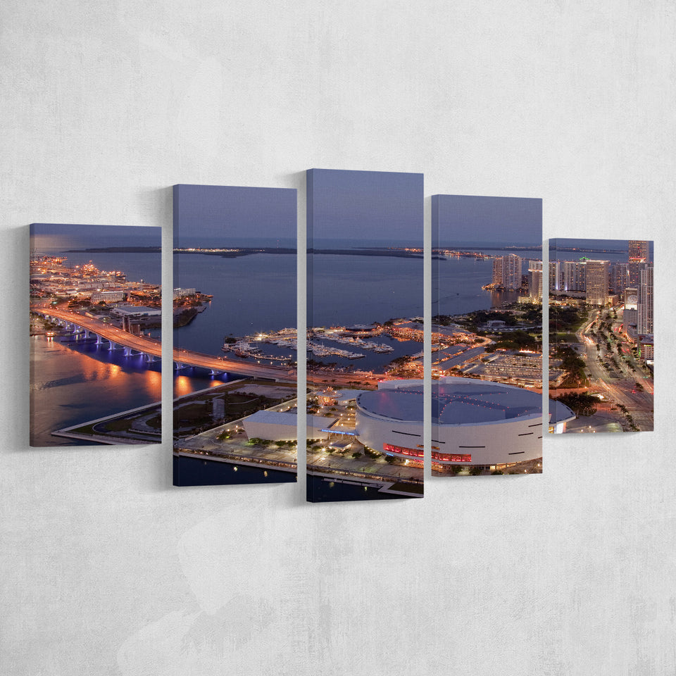 American Airlines Arena Night, Stadium Canvas, Sport Art, Large Canvas, Multi Panels, Canvas Prints Wall Art Decor
