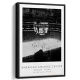 American Airlines Center Dallas Stars Black And White Art Framed Canvas Prints Wall Art Home Decor, Floating Frame
