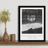 American Airlines Center Dallas Stars Black And White Art Framed Canvas Prints Wall Art Home Decor, Floating Frame