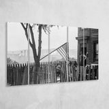 American Flag Black And White Print, Flag Day In Pittsburgh Pennsylvania Larger Canvas Art, 5 Piece Canvas Prints Wall Art Decor