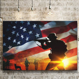 American Flag Soldier Salute Silhouettes Patriotic Gift For Veteran Canvas Prints Wall Art - Painting Canvas, Veteran Gift, For Sale