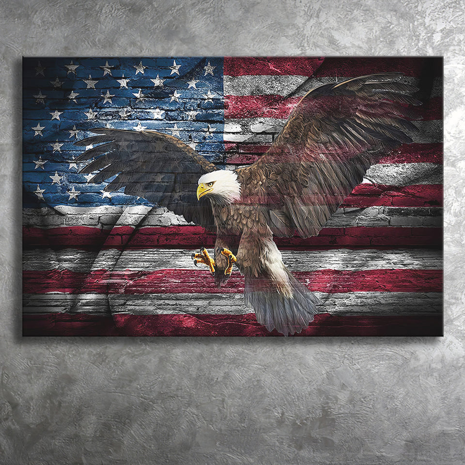 American Flag Eagle Spreads Its Wings with USA Flag Canvas Prints Wall –  UnixCanvas