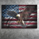 American Flag Eagle Spreads Its Wings with USA Flag Canvas Prints Wall Art - Painting Canvas, Veteran Gift, Print for Sale