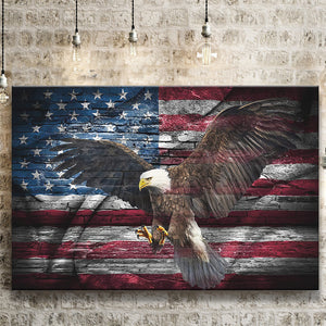 American Flag Eagle Spreads Its Wings with USA Flag Canvas Prints Wall Art - Painting Canvas, Veteran Gift, Print for Sale