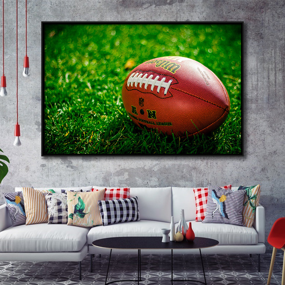 American Football, Football Framed Canvas Prints Wall Art Decor, Black Floating Frame