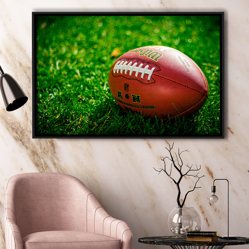 American Football, Football Framed Canvas Prints Wall Art Decor, Black Floating Frame