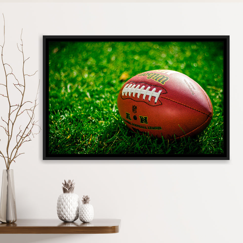 American Football, Football Framed Canvas Prints Wall Art Decor, Black Floating Frame