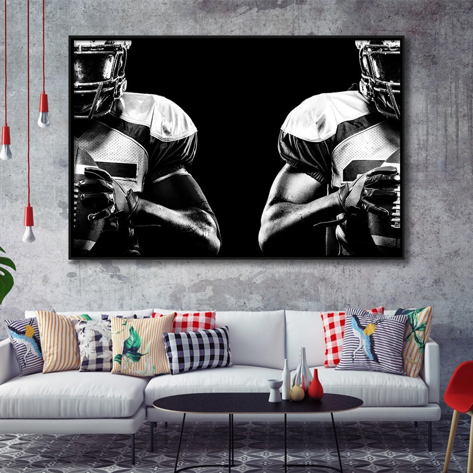American Football Player Framed Canvas Prints Wall Art Decor - Paiting Canvas, Art Prints, Floating Frame