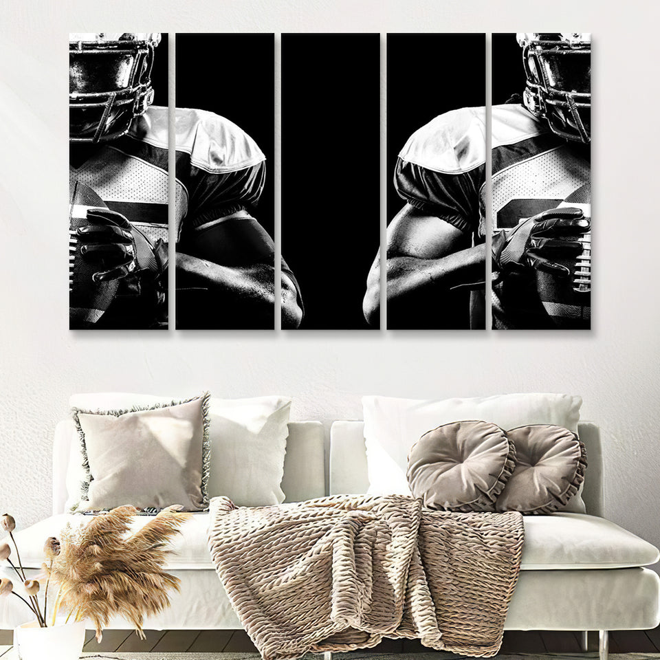 American Football Player 5 Piece B Canvas Prints Wall Art Decor - Painting Canvas, Multi Panels