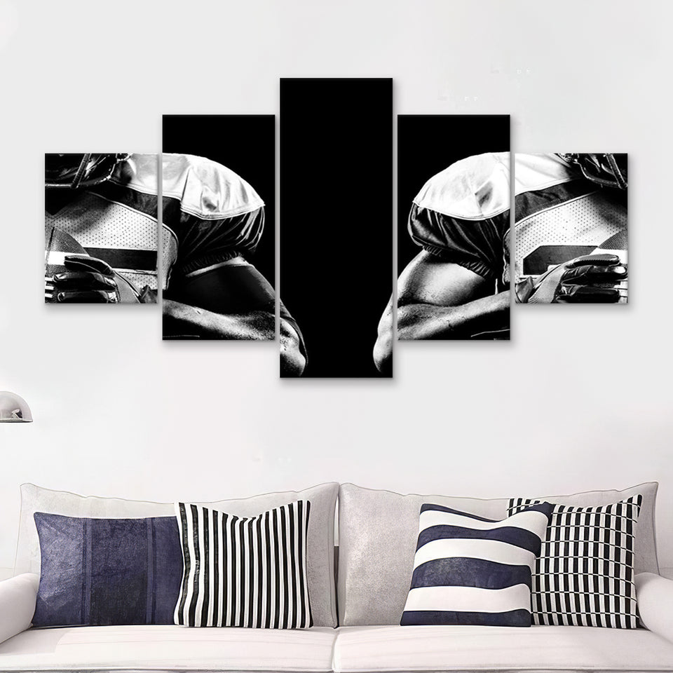 American Football Player 5 Piece Canvas Prints Wall Art Decor - Painting Canvas, Multi Panels