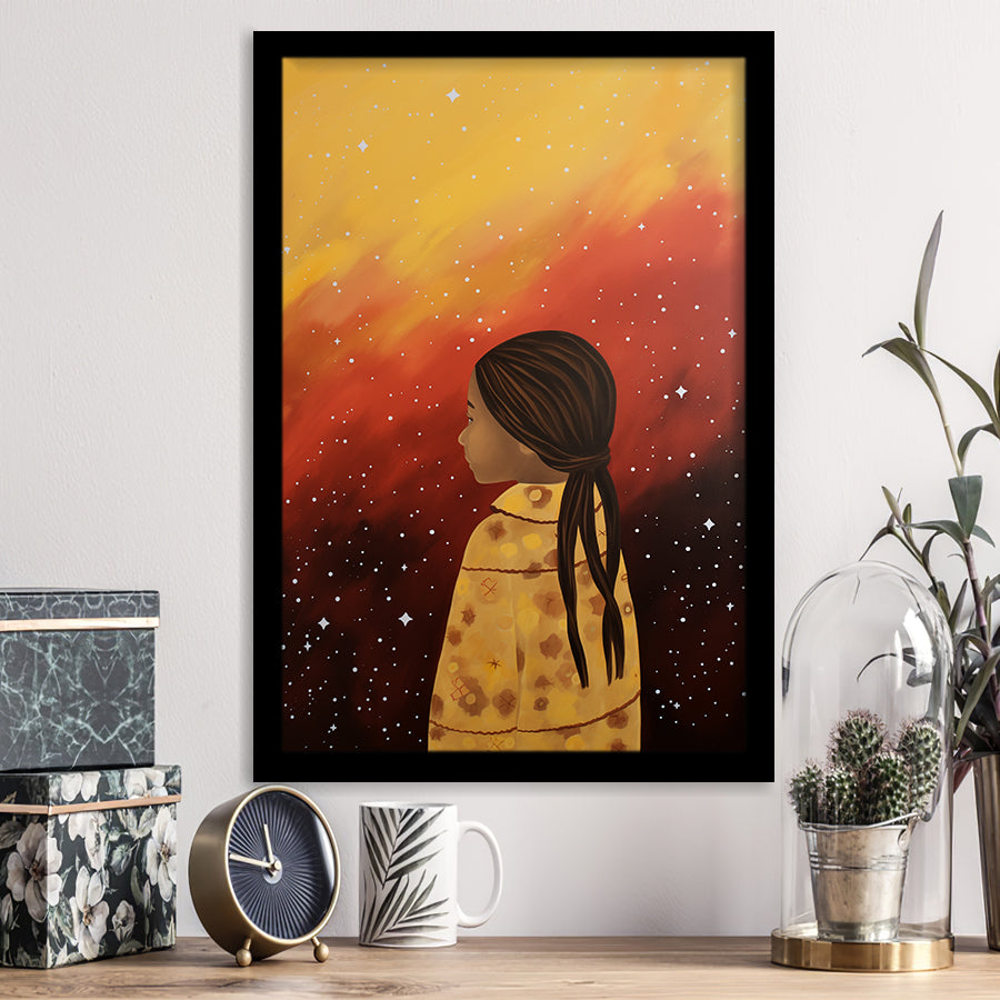 American Girl Native Acrylic Painting Kids Room Art, Painting Art, Framed Art Prints Wall Decor