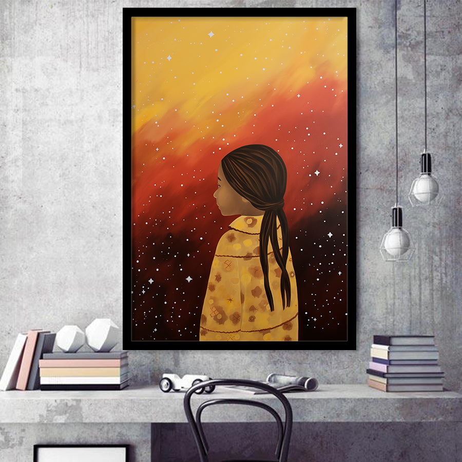 American Girl Native Acrylic Painting Kids Room Art, Painting Art, Framed Art Prints Wall Decor