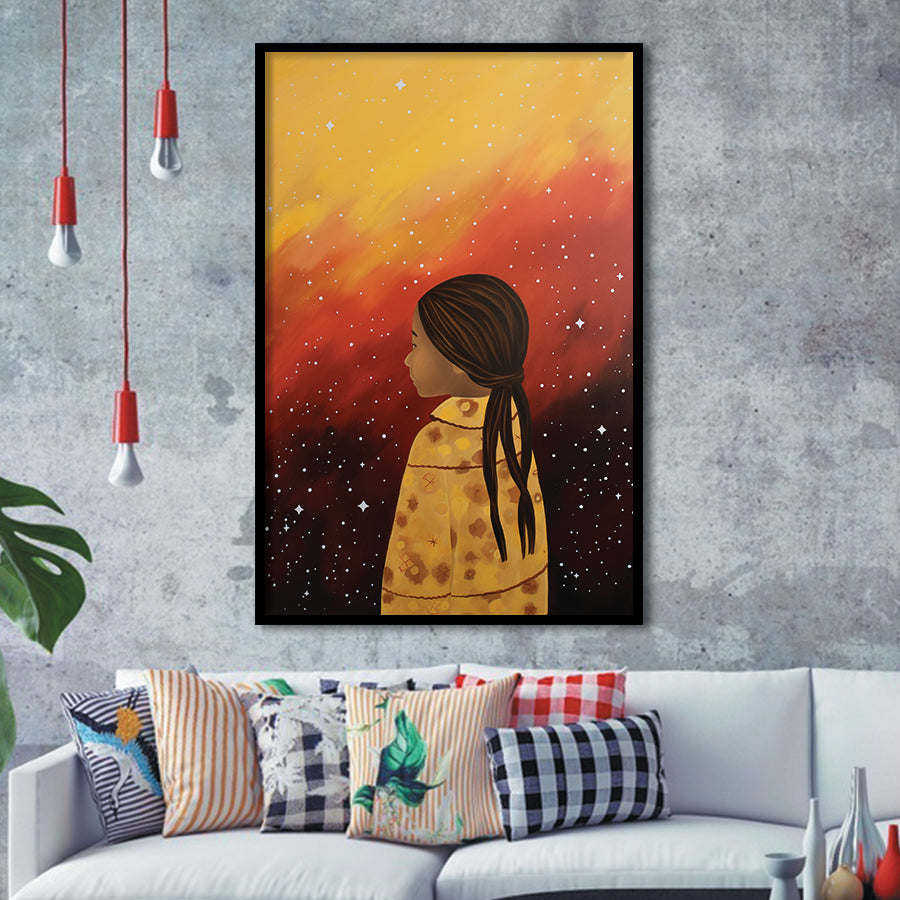 American Girl Native Acrylic Painting Kids Room Art, Painting Art, Framed Art Prints Wall Decor