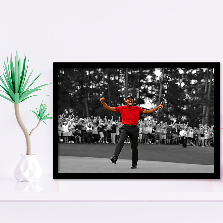 American Golfer T Woods Wins Masters Tournament Framed Art Prints Wall Art Decor - Painting Prints, Framed Picture