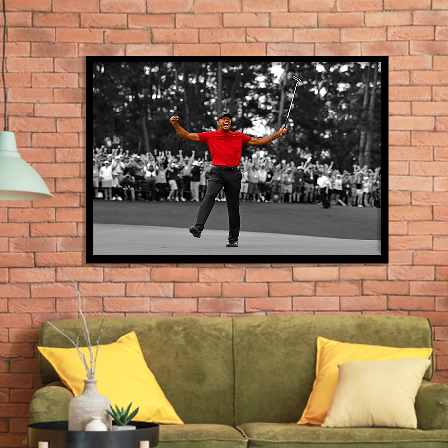 American Golfer T Woods Wins Masters Tournament Framed Art Prints Wall Art Decor - Painting Prints, Framed Picture
