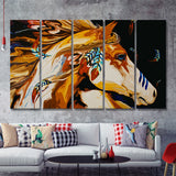 American Indian Art Canvas American Indian War Horse 5 Pieces B Canvas Prints Wall Art - Painting Canvas, Multi Panels, Wall Decor
