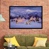 American Indian Village At Sunset Art Framed Art Prints Wall Decor - Painting Prints,Framed Picture, Home Decor, For Sale